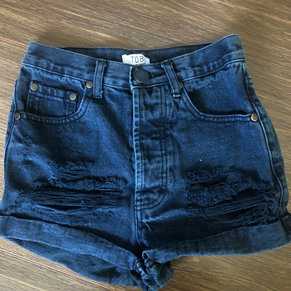 Black/navy blue denim shorts